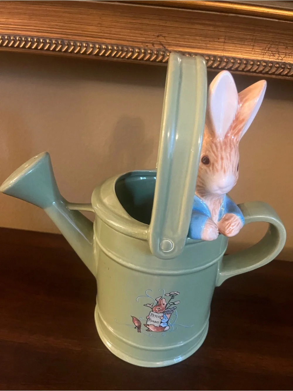 Vintage Beatrix Potter Teleflora Bunny Watering Can Planter with Peter Rabbit